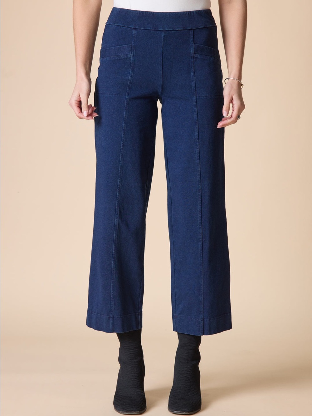 Habitat stone wash knit flood pant size large pull on wide leg crop